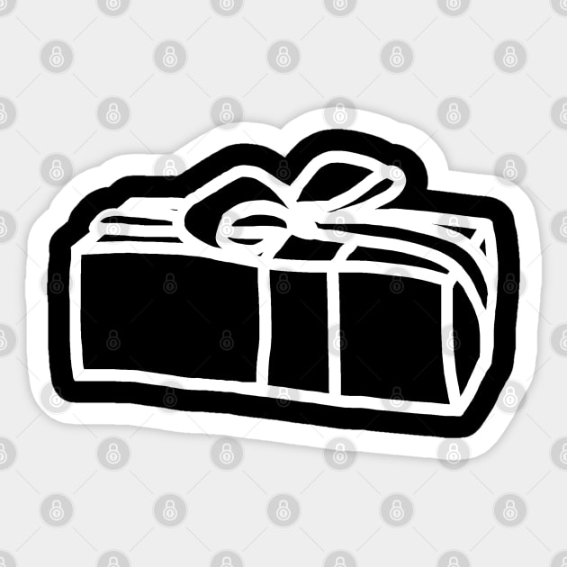 White Line Drawing One Wrapped Christmas Gift Box Sticker by ellenhenryart